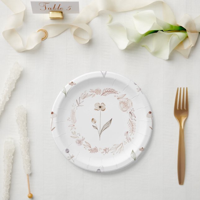Assiette de jardin florale bohème fleur sauvage él (Mariage)