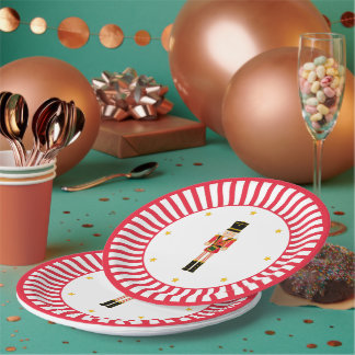 Assiette de Noël Casse-Noisette rouge et blanc