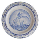 "Dedham Blue" Rabbit Design Plate, Bleu & Blanc