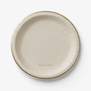 Assiette en carton ivoire dorée
