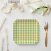 Assiette en papier à carreaux vichy gingham été ci