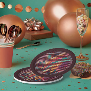 Assiette en papier à dôme fantaisie rayé – Personn