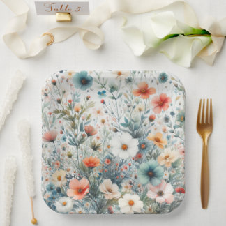 Assiette en papier à motif floral