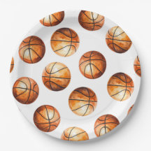 Assiette en papier basket-ball aquarelle