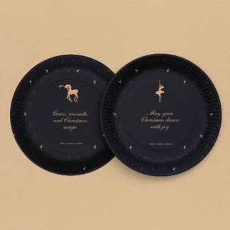 Assiette en papier bleu foncé élégant classique