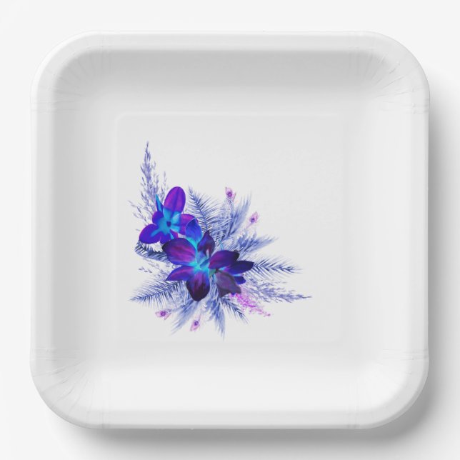 Assiette en papier Blue Orchid (Recto)