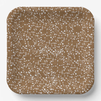 Assiette en papier carrée damassée or