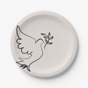 Assiette en papier Dove minimaliste