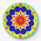 assiette en papier: Effet Horloge coloré.