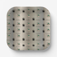 Assiette en papier Eid Mubarak|Kaaba dorée et Masj