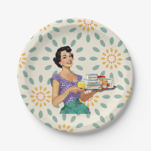 Assiette en papier Femme au foyer Rétro 1950