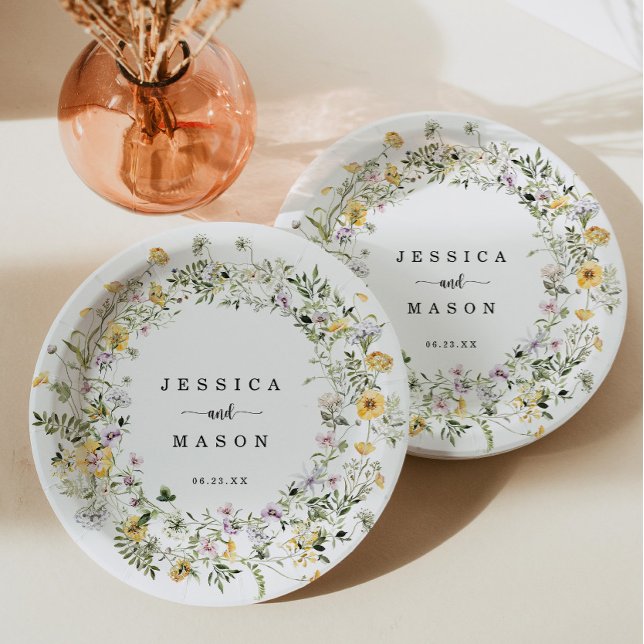 Assiette en papier Fleur de champ rustique (Créateur téléchargé)