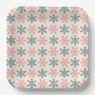 Assiette en papier flocon de neige d'hiver