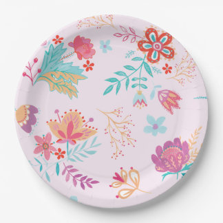 Assiette en papier florale vintage boho chic pour