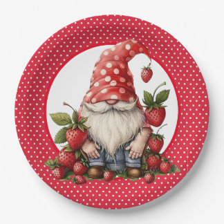 Assiette en papier Gnome Fraise