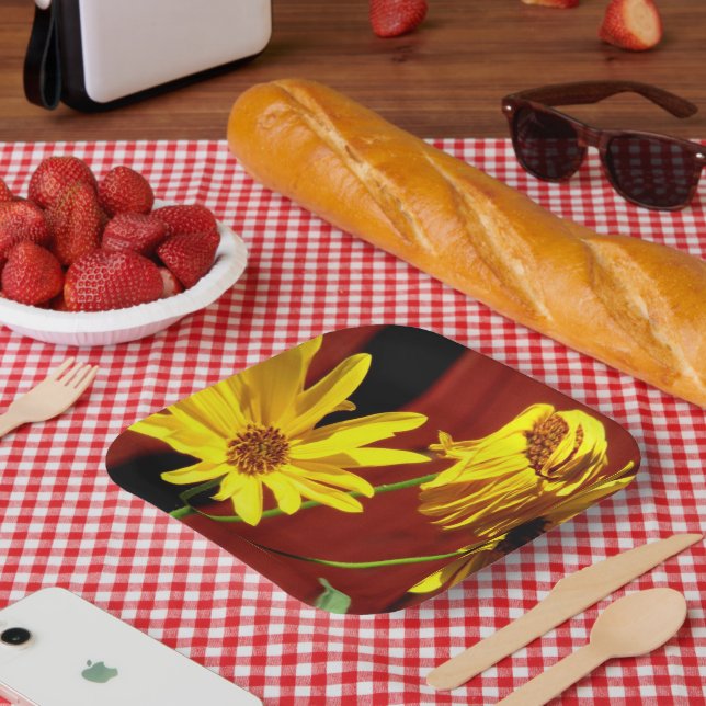 Assiette en papier Jaune Daisy flétri (Pique-nique)