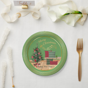 Assiette en papier Joyeux Noël Cozy Bench