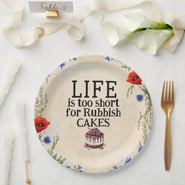 Assiette En Papier LIFE Is Too Short (Mariage)