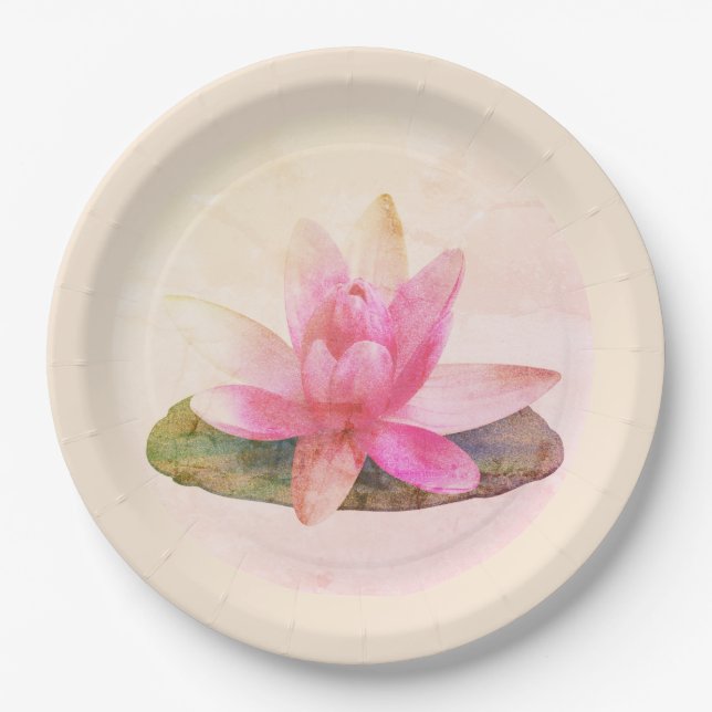 ASSIETTE EN PAPIER: LOTUS ROSE (Devant)