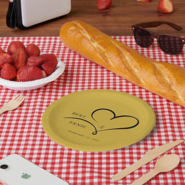 Assiette en papier mariage texte personnalisé 7" r (Pique-nique)