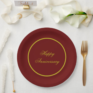 Assiette en papier marron et or élégante