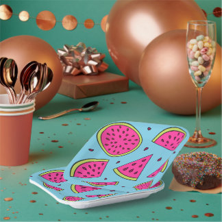Assiette en papier pastèque