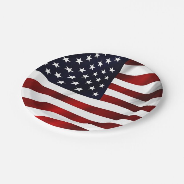 Assiette en papier patriotique drapeau américain o (Angle)
