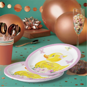 Assiette en papier PERSONNALISÉE FILLE CANARD EN C
