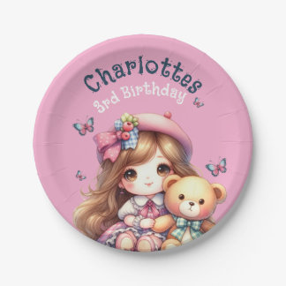 Assiette en papier personnalisée pour fille d'anni