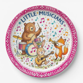 Assiette en papier "Petits musiciens" jolis animau