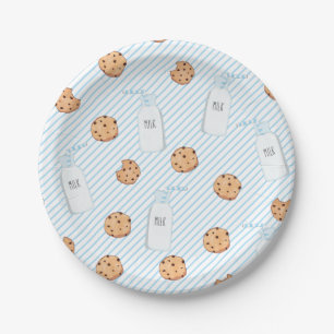 Assiette en papier pour anniversaire Bleu Lait et 