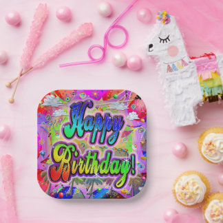 Assiette en papier pour anniversaire Vista Express