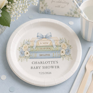 Assiette en papier pour Baby Shower Blue Storybook
