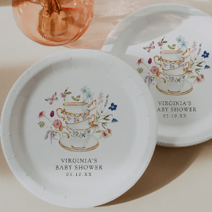 Assiette en Papier pour Baby Shower Floral