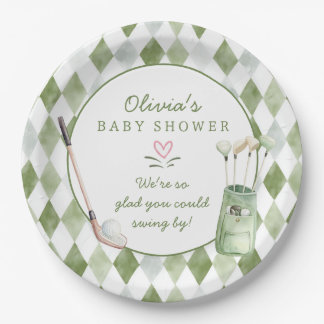 Assiette en papier pour Baby Shower Golf