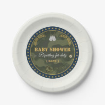 Assiette en papier pour Baby Shower Militaire : En