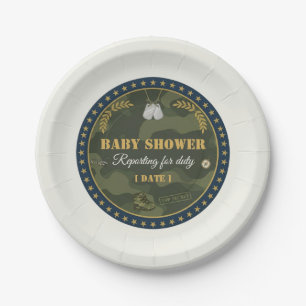 Assiette en papier pour Baby Shower Militaire : En