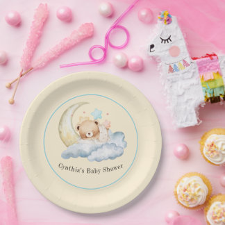 Assiette en papier pour Baby Shower ourson doux rê