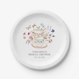 Assiette en papier pour douche de mariée florale