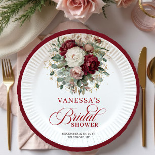 Assiette en papier pour douche de mariée florale d