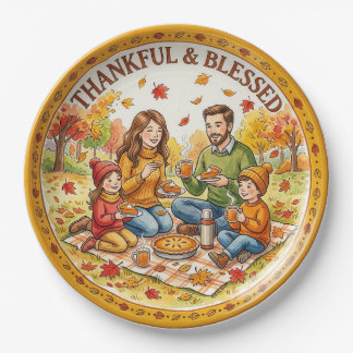 Assiette en papier pour famille "Gratis & Bénie"