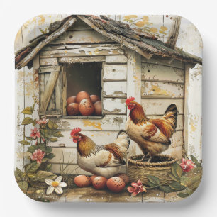 Assiette en papier pour fête Cluck et Bloom