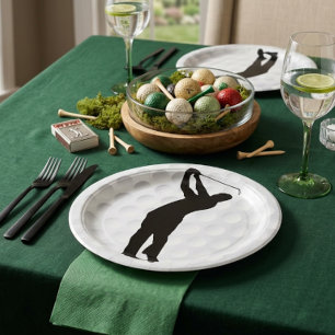 Assiette en papier pour fête de golfeur