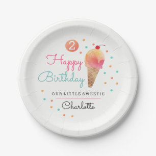Assiette en papier pour fête d'enfants avec glace