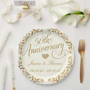 Assiette en papier pour les 50 ans de mariage