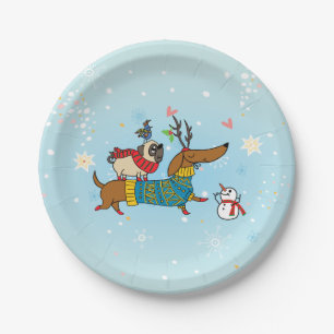 Assiette en papier pour les fêtes avec dachshund, 