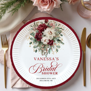 Assiette en papier pour une douche de mariée flora