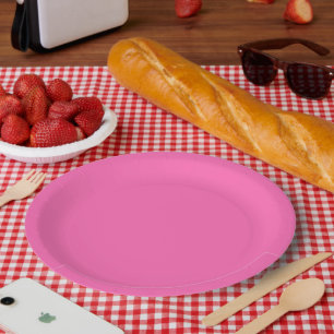 Assiette en papier rose bonbon ronde de 9 pouces p