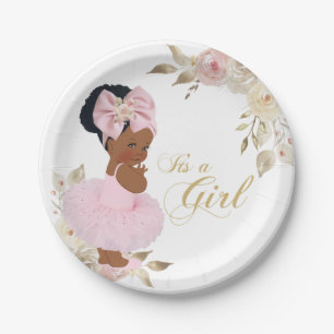 Assiette en papier Rose Gold Princess Tutu Baby Sh