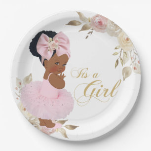 Assiette en papier Rose Gold Princess Tutu Baby Sh